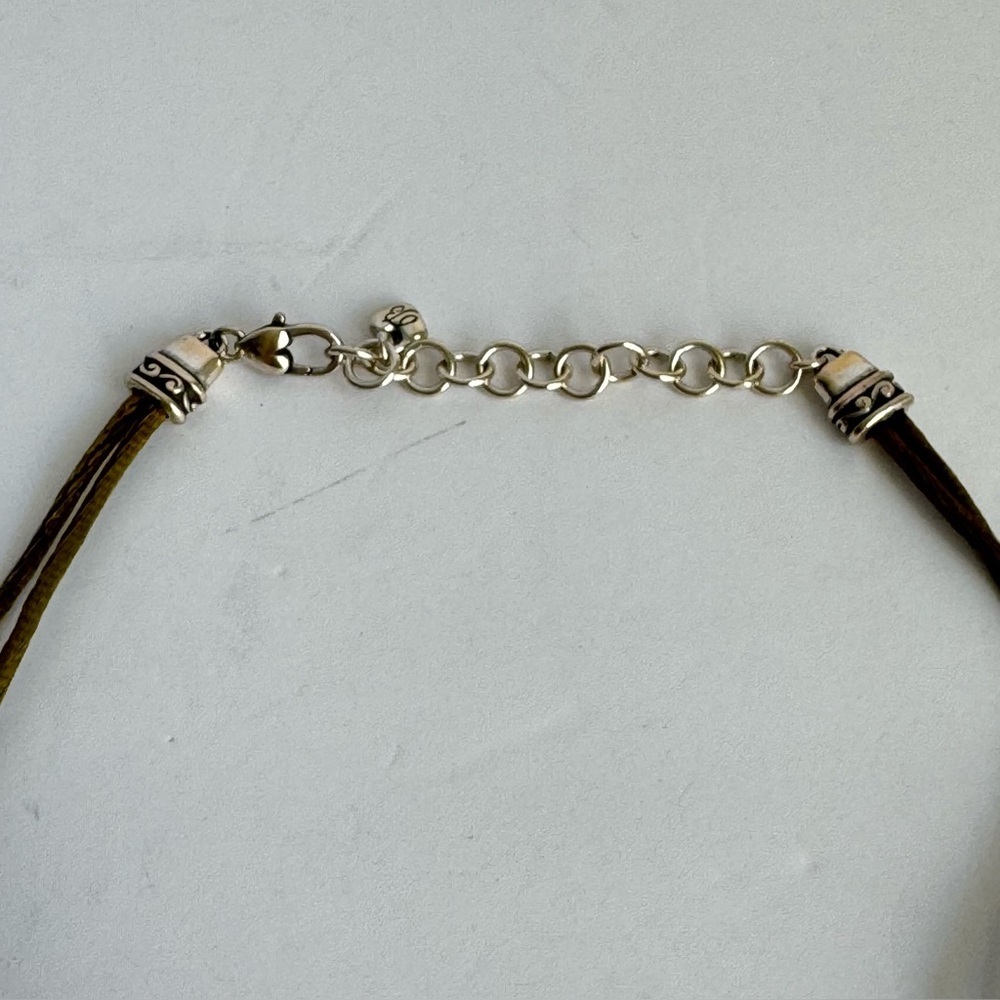 Brighton Venus Necklace Swarovski Crystal Pendant Olive Double Cord Silver Tone - Picture 4 of 11